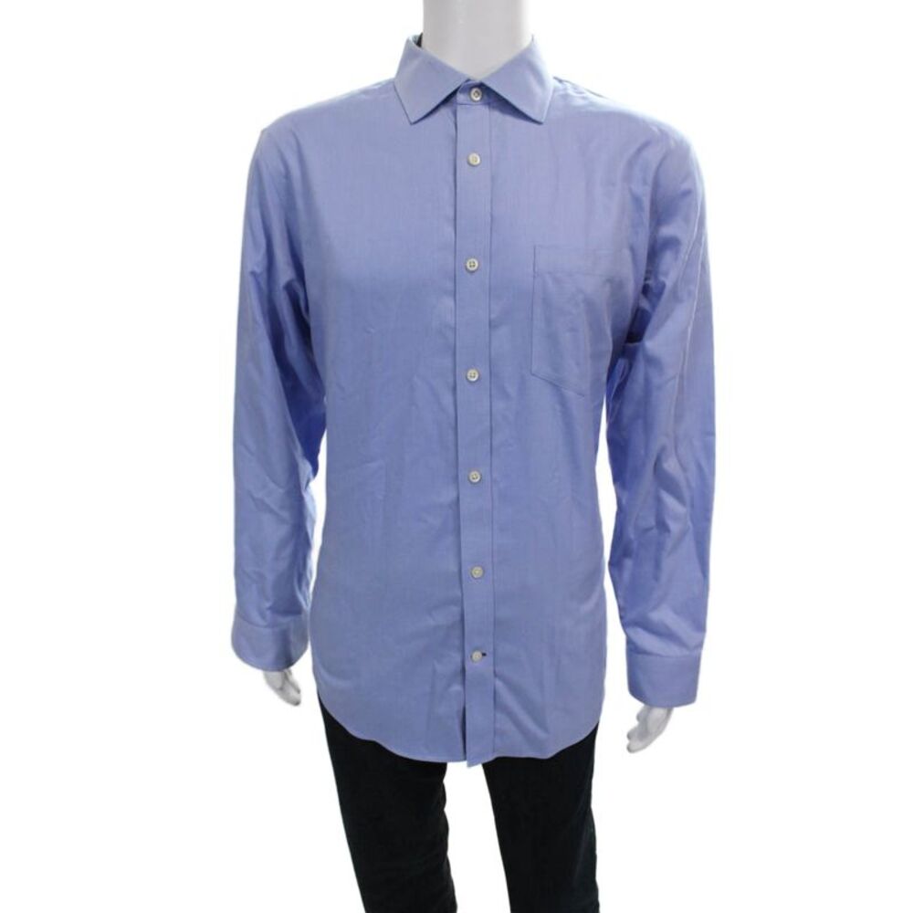 Banana Republic Mens Cotton Long Sleeve Collared Button-Down Shirt Blue Size L